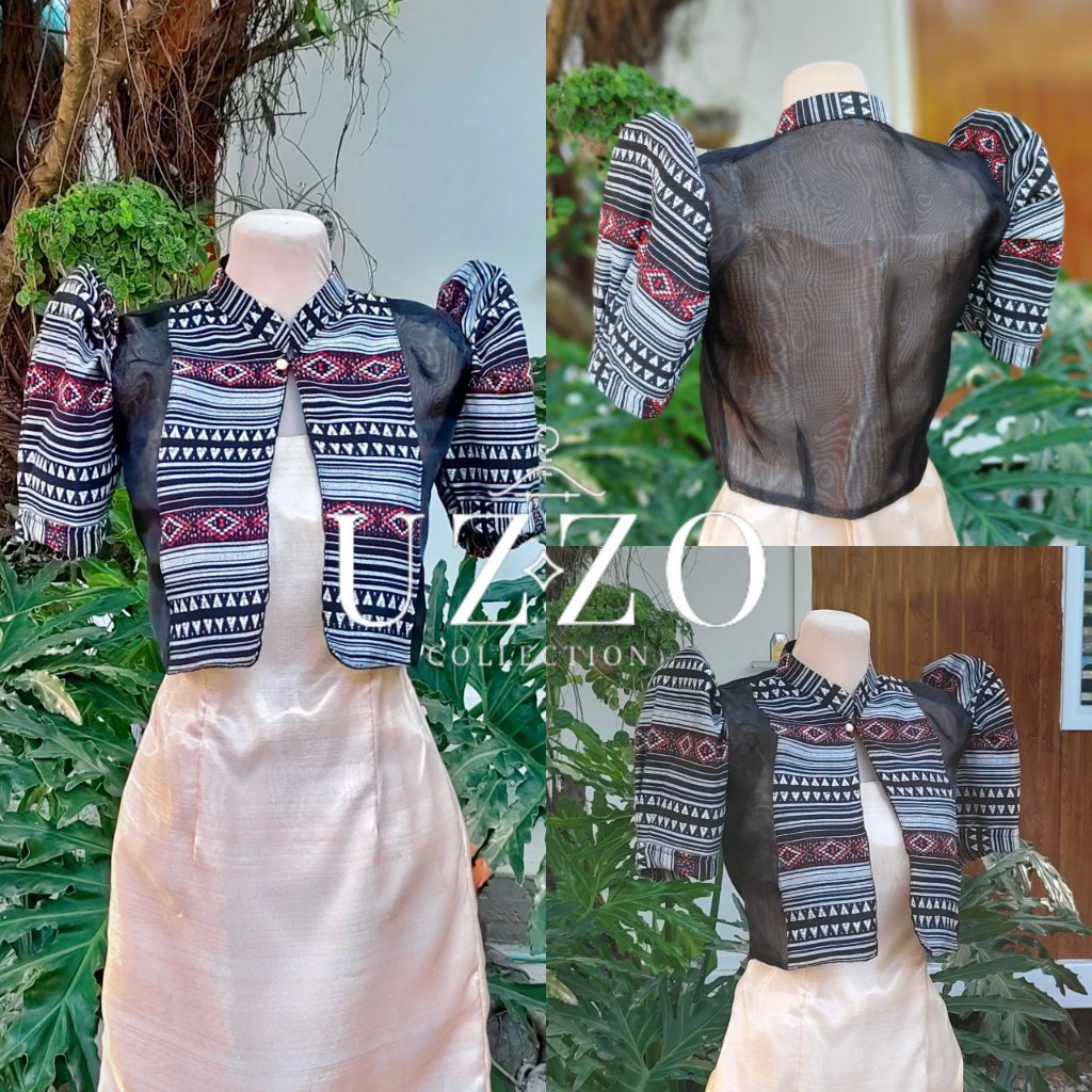 UZZO Bolero Filipiniana Top Blazer Sampaguita Batik Ethnic Woven ...