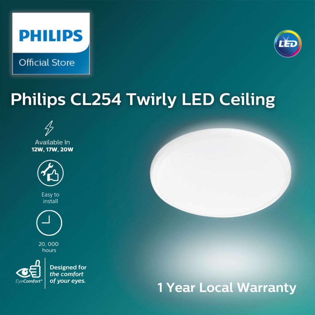 Philips CL254 Ceiling Light 12W/17W/20W 6500K Cool Daylight EyeComfort ...