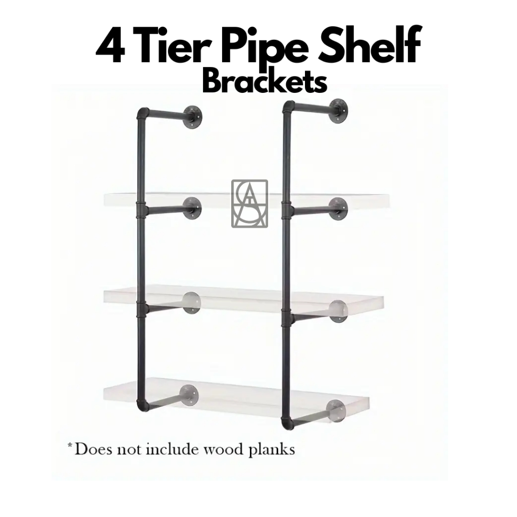 4 Tier Pipe Shelf Bracket Heavy Duty 1/2