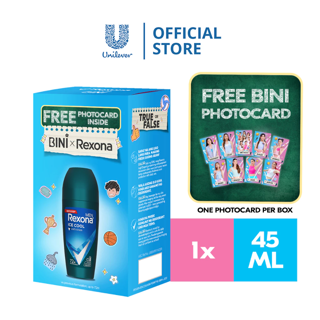 [FREE BINI PHOTOCARD] Rexona Men Roll-On Deodorant Ice Cool 45ml