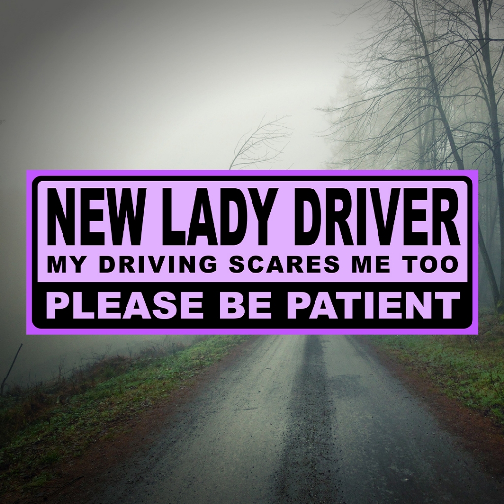 Non-Magnetic Waterproof New Lady Driver Sticker Signs for Car (Smudge ...