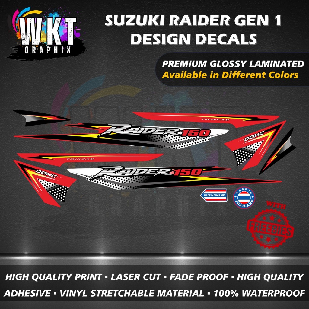 SUZUKI RAIDER GEN 1 DESIGN DECALS (WATERPROOF, LAMINATED, FADE PROOF ...