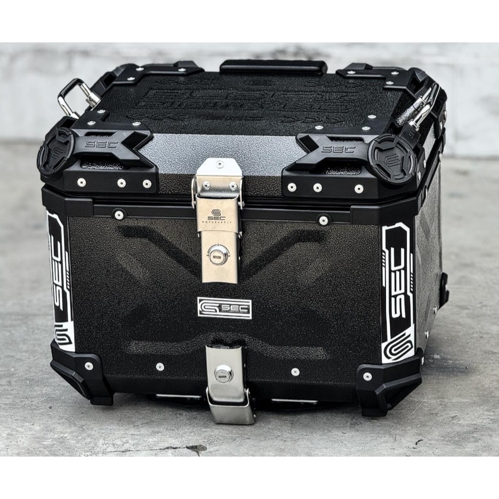 Sec Topbox 45 Liters Top Box for Motorcycle Stainless Steel Box - Black ...