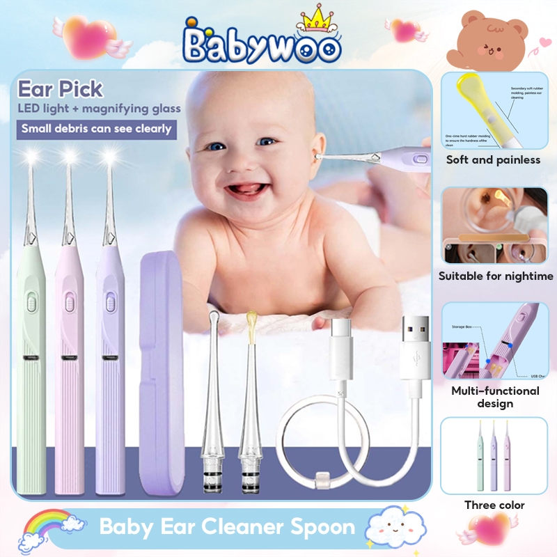 Baby Ear Cleaner Ear Wax Cleaner Picker Led Light Earpick Tool With ...