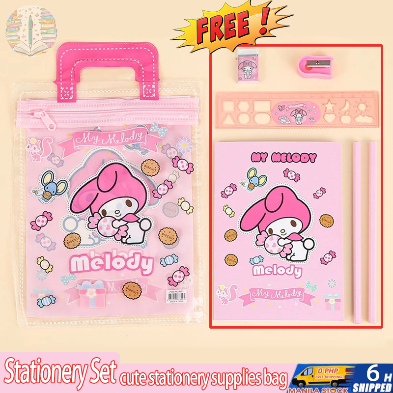 Stationery Set Cute Stationery Supplies Bag Set Cartoon PVC School ...