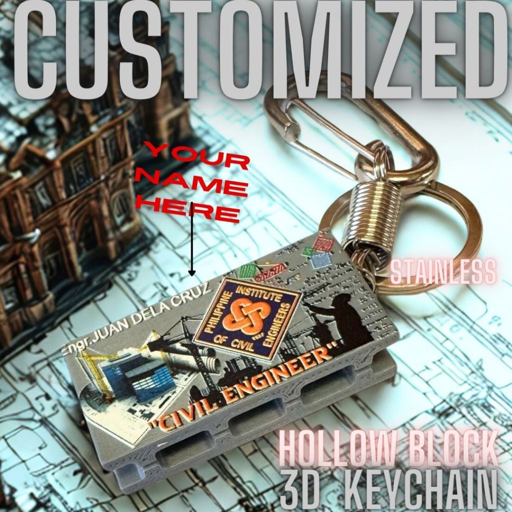 Custom Personalized 3D Hollow Block Keychain Civil Engineer Architect ...