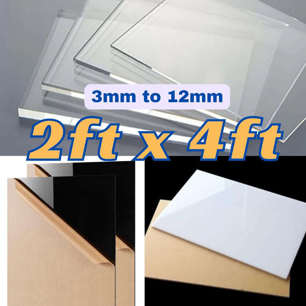Clear White Black Acrylic Sheet [3mm - 12mm Thick] (2ftx4ft) Pre-cut ...