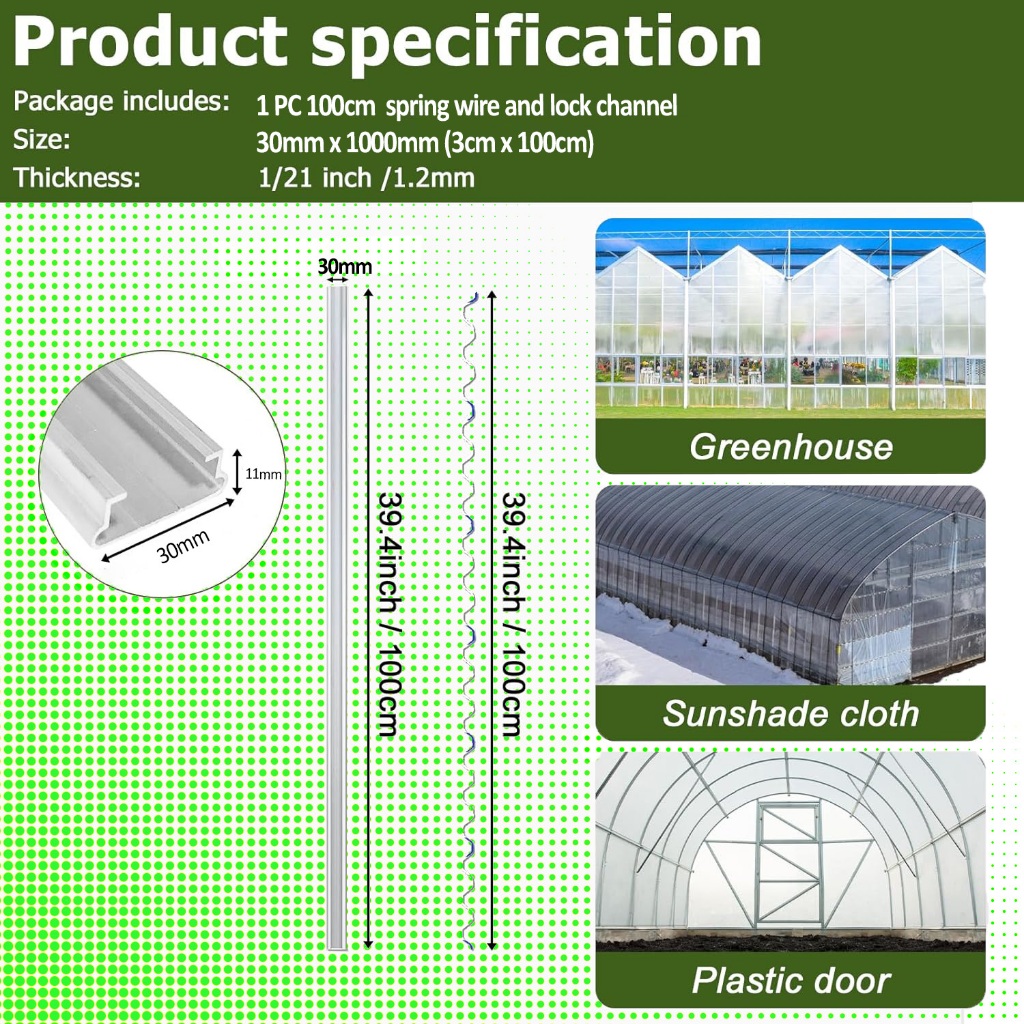 1meter Aluminum Lock Channel with Wiggle Wire SET for Greenhouse ...