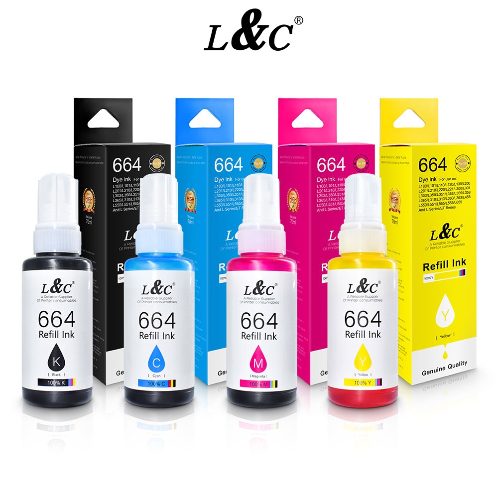 L&C Dye Ink Compatible For Epson 664 Ink Dye Refill Continues for L120 ...