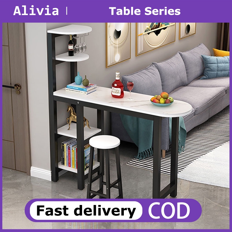 Bar table with storage rack (⭐No chair) Partition table Household high ...