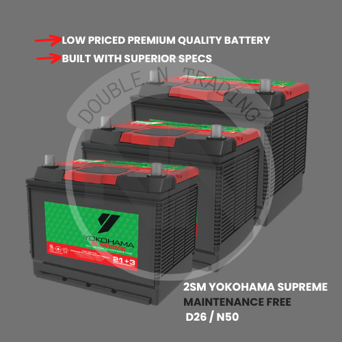 2SM Yokohama Supreme Maintenance Free Car Battery Ordinary D26 / N50 ...