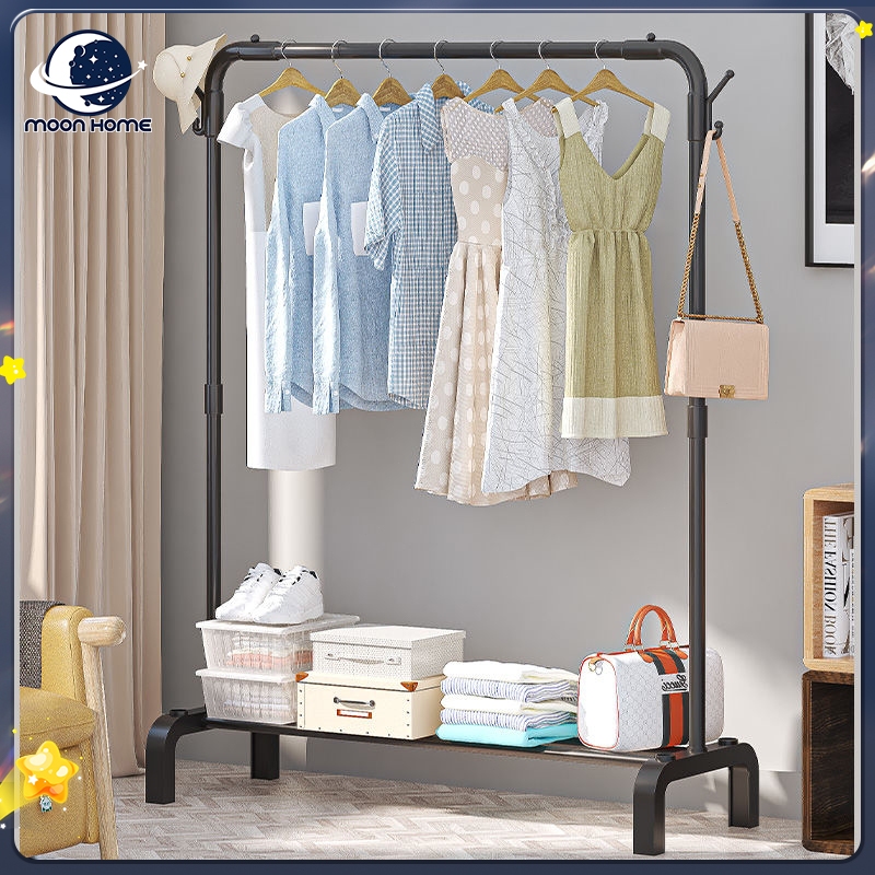 MOON Double Layer Clothes Rack Floor Sampayan Balcony Clothes Hanger ...