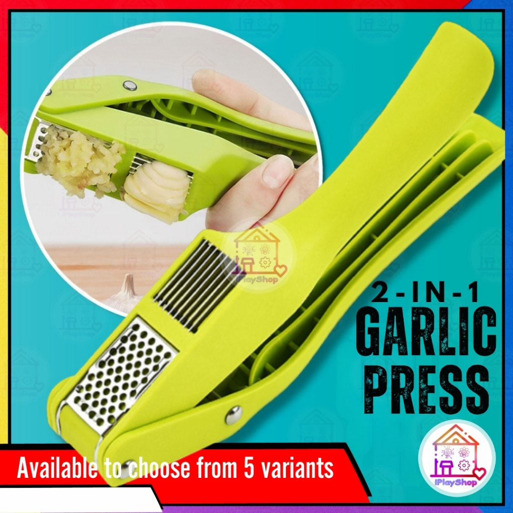 Dual Purpose Kitchen Garlic Press Plastic Handle Manual Sliced Mashed ...