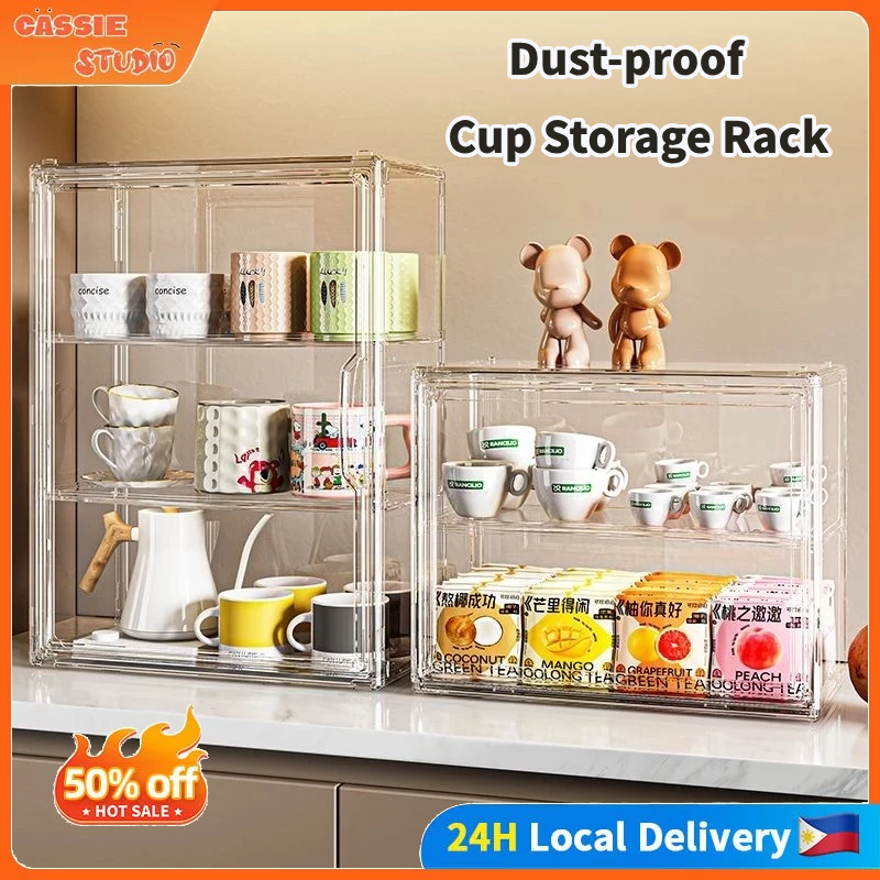 Dust-proof Cup Storage Rack Acrylic Display Case Mug Storage Organizer ...