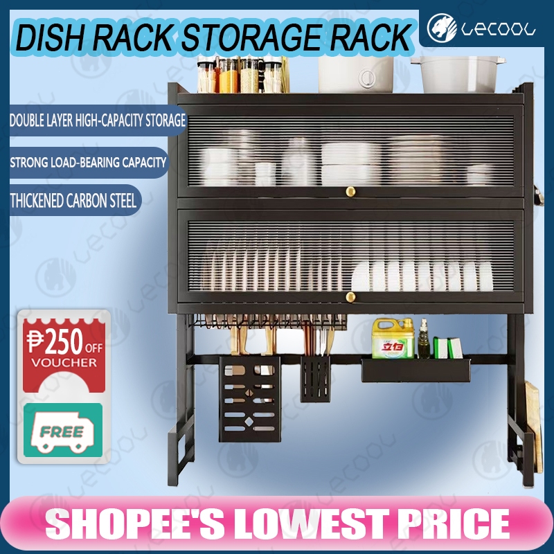 Dish Rack Storage Rack Stainless Steel with Door Dish Drying Rack ...