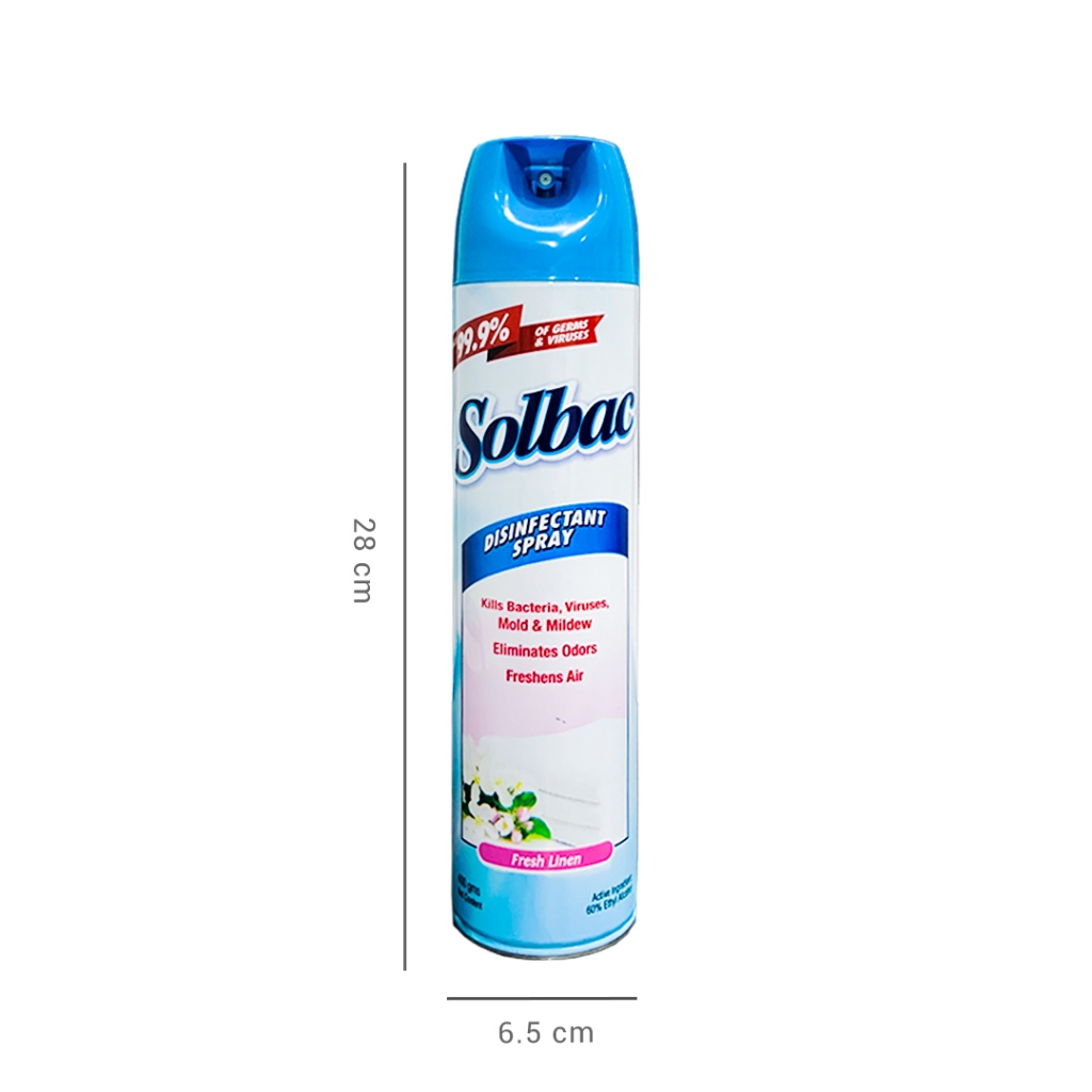 Solbac Fresh Linen Disinfectant Spray 400 grams | Air Freshener | Odor ...