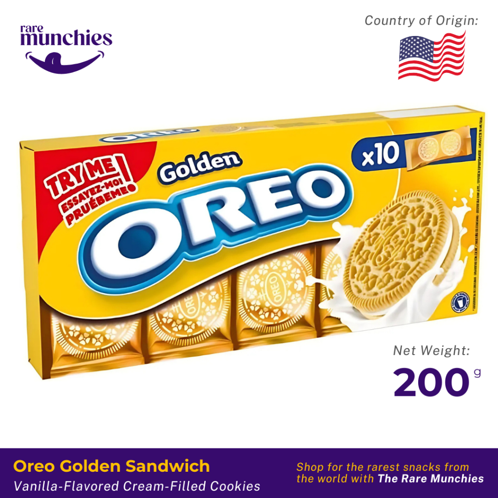 Oreo Golden Sandwich Cookies 220g – Vanilla-Flavored Cream-Filled ...