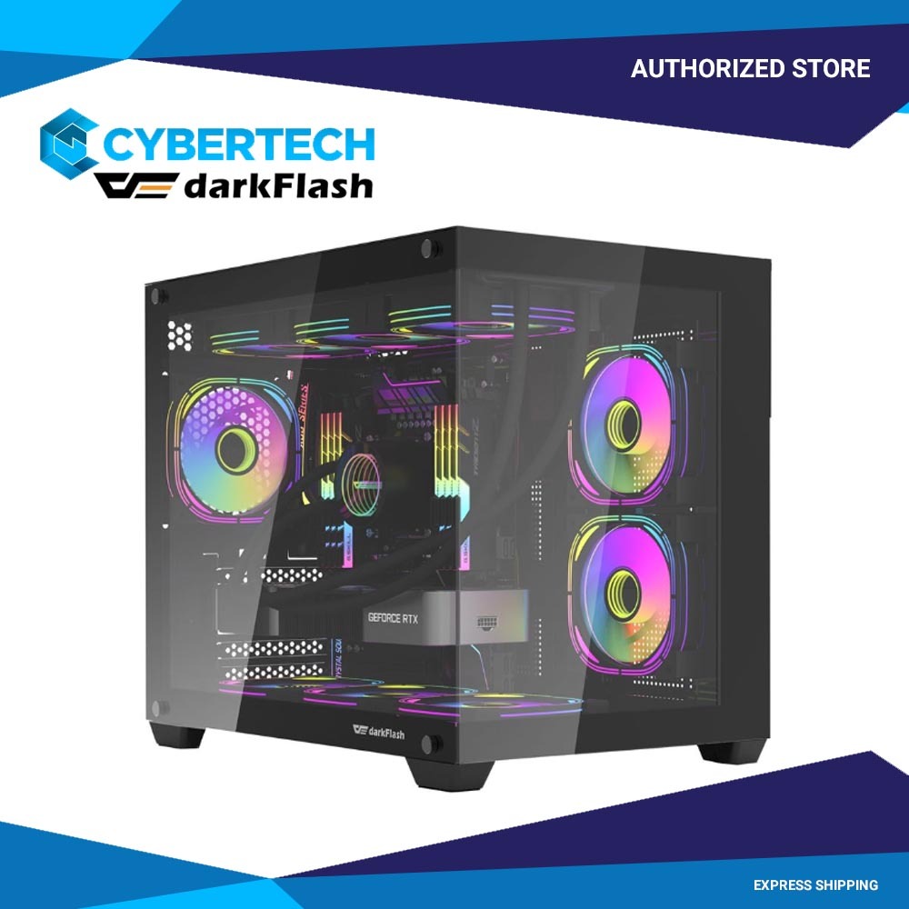 Darkflash C285MP Exquisite mATX Tempered Glass Panoramic Side ...