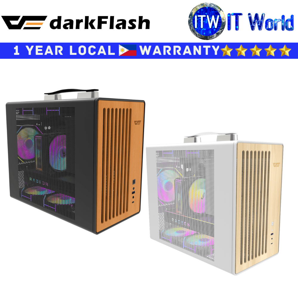 Darkflash WD200 M-ATX Wood Edition Copmuter PC Case (Black | White ...
