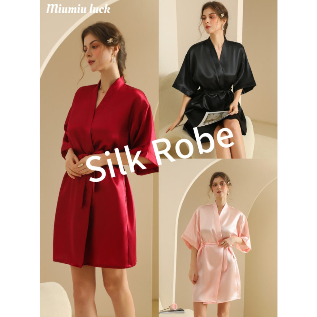 Miumiu luck# Sleepwear&Robes Silk Robe for Women Kimonos Bath robes Red ...
