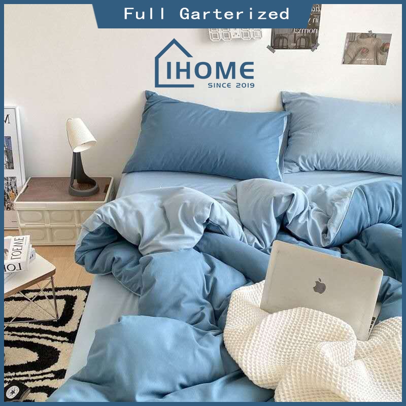 IHOME Full Garterized Double Queen 4in1 Bedsheet Set High Quality Bedding  Duvet Cover