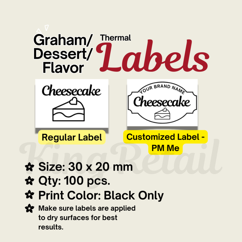 Graham Bar Tiramisu Thermal Labels Negosyo Packaging Flavor Labels ...