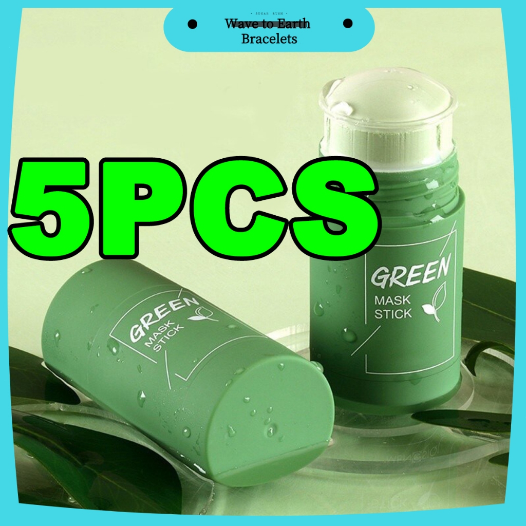 3PCS Green Tea Mask Stick Facial Cleansing Oil Acne Blackhead Control Deep Clean