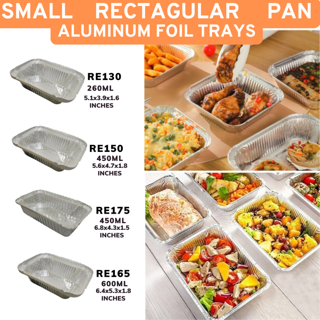 [10pcs] Catering Small Rectangular Pans Aluminum Tray With Lid Loaf Pan ...