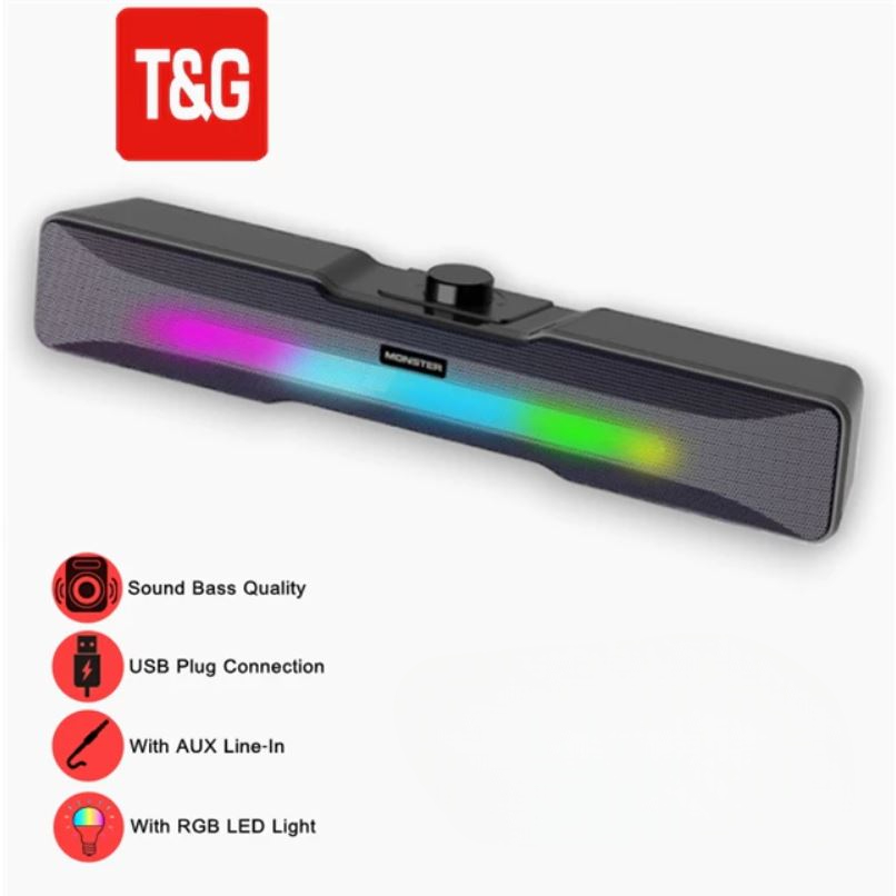 NBY217 RGB Subwoofer Soundbar Wireless Bluetooth Desktop Speaker With ...