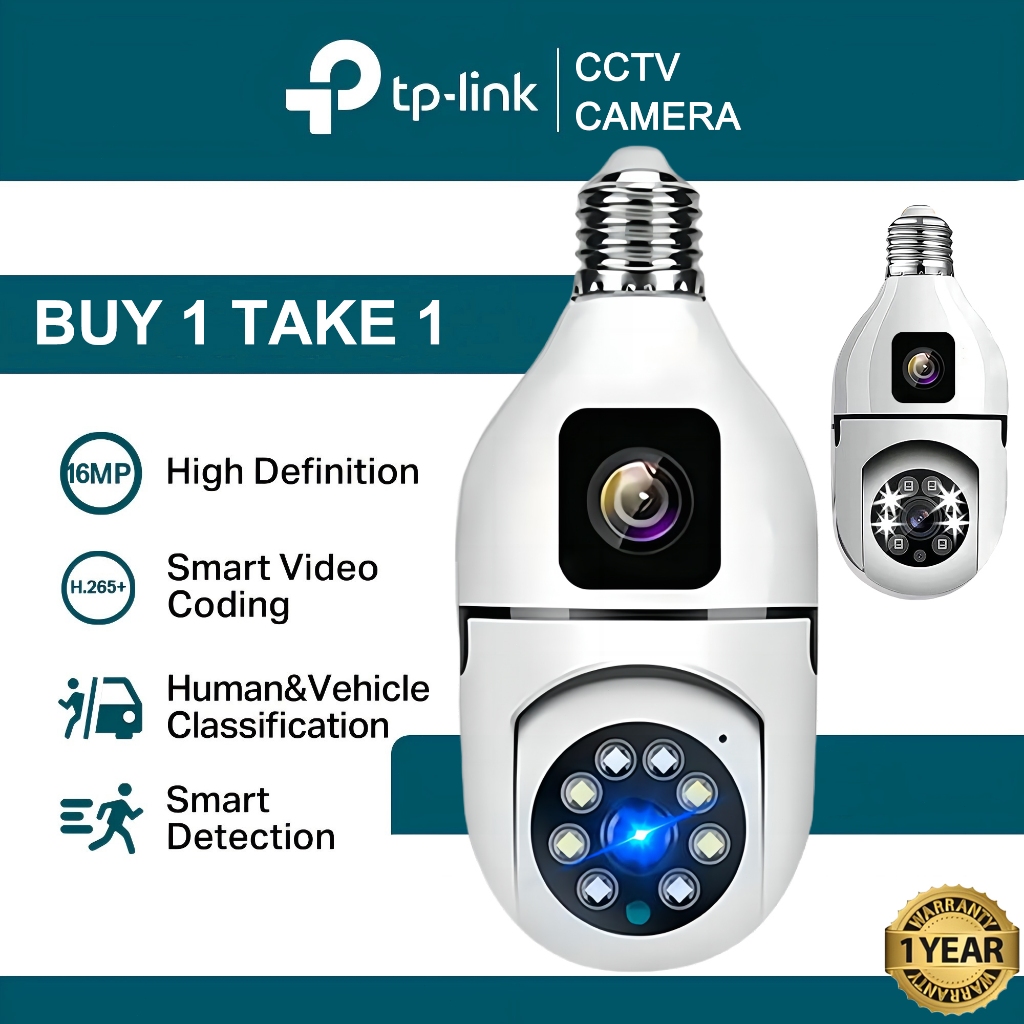 BUY 1 TAKE 1 V380 Pro 1080P HD Bulb CCTV Camera Dual Lens PZT Auto ...
