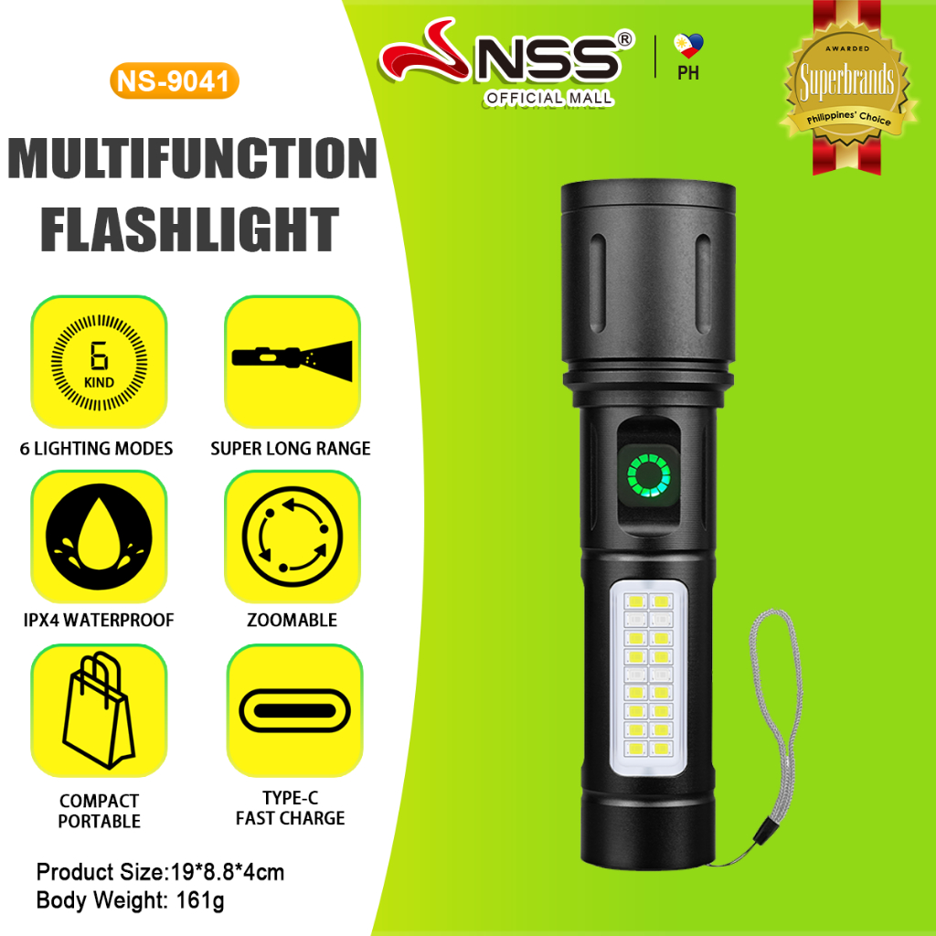 NSS Super Bright Outdoor LED Laser Flashlight Telescopic Zoom ...