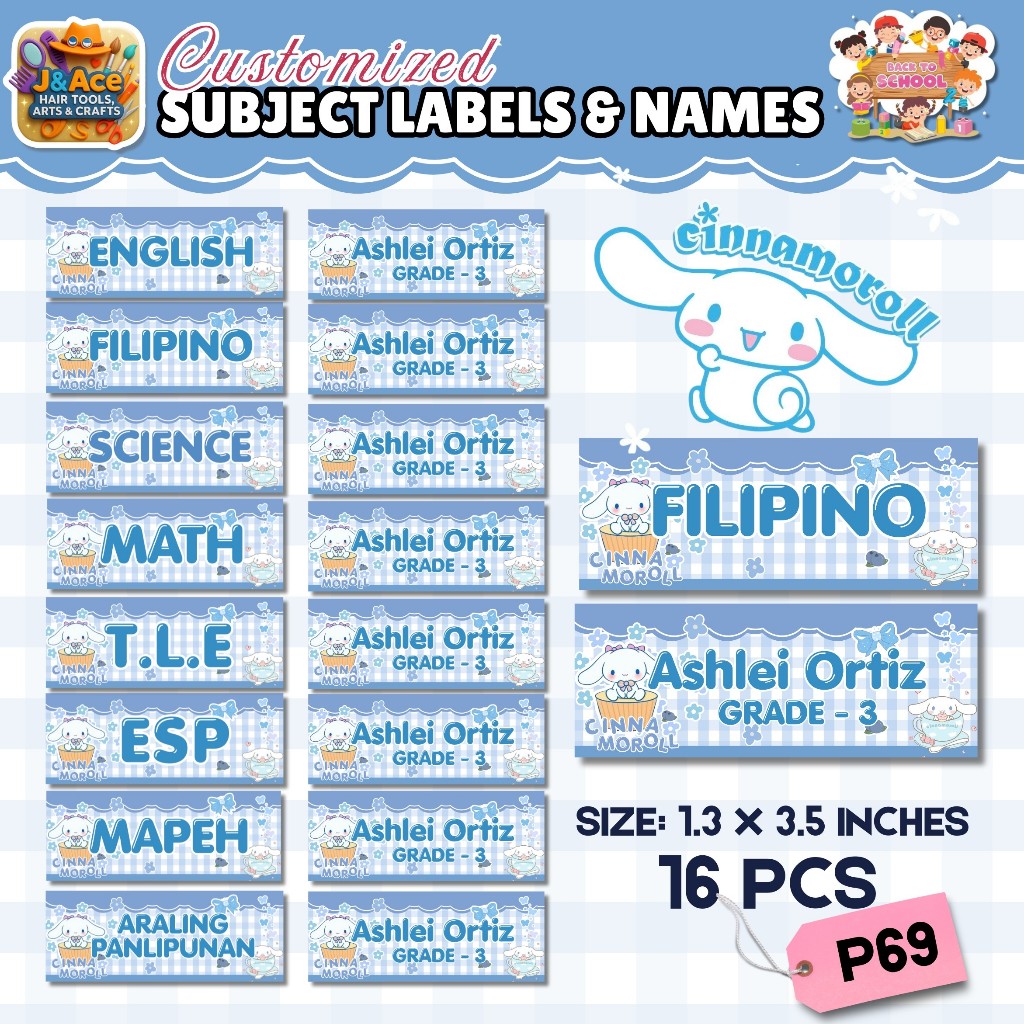 Customized Subject and Name Label for Notebook and other school ...