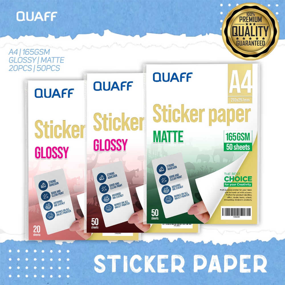 Quaff Sticker Paper A4 Matte | Glossy 165gsm | Shopee Philippines