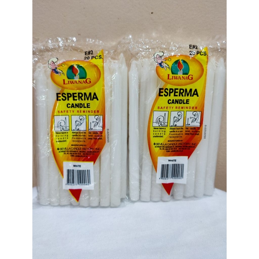 Liwanag Esperma Candle#2 white(20pcs.per pack)x2 packs | Shopee Philippines