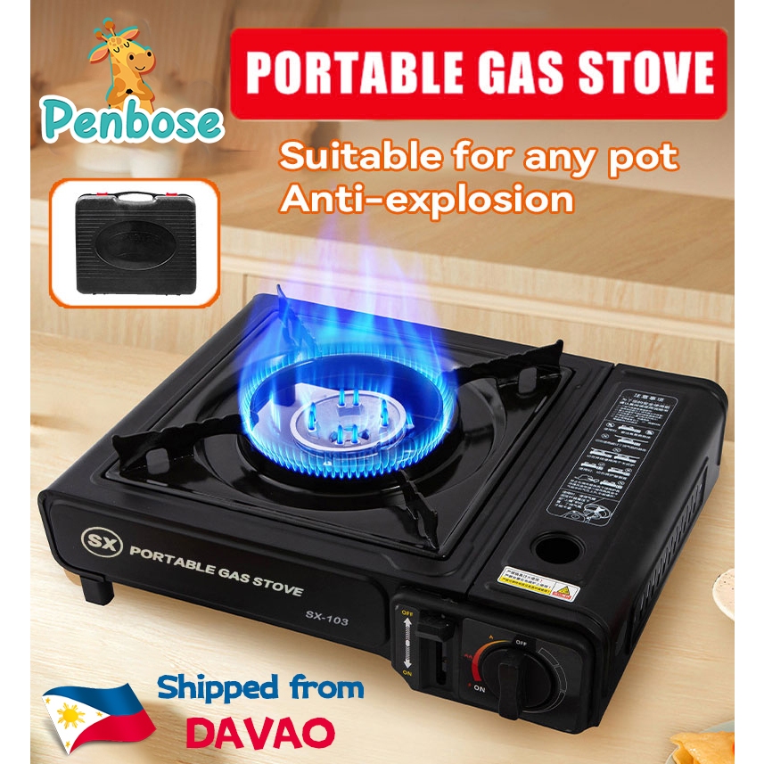 2in1 Portable Gaz Camping Butane Cuisinière Céramique + 16