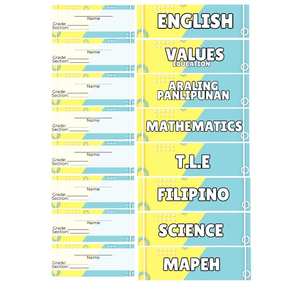 Back to school: subject label for notebooks for grade 4-10 | Shopee ...