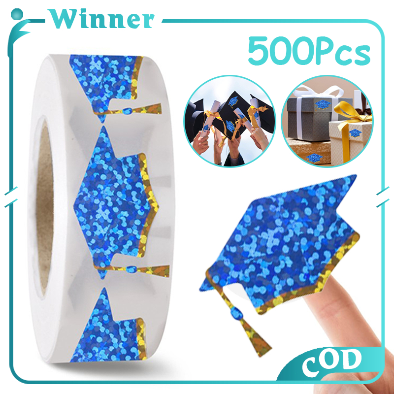 500Pcs Glittering Graduation Caps Sticker Graduation Hat Adhesive ...