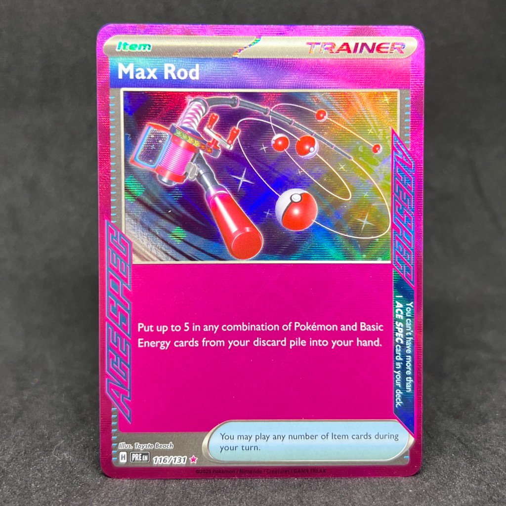 Pokemon TCG Max Rod Ace Spec Holo Rare 116/131 2025 Scarlet & Violet ...