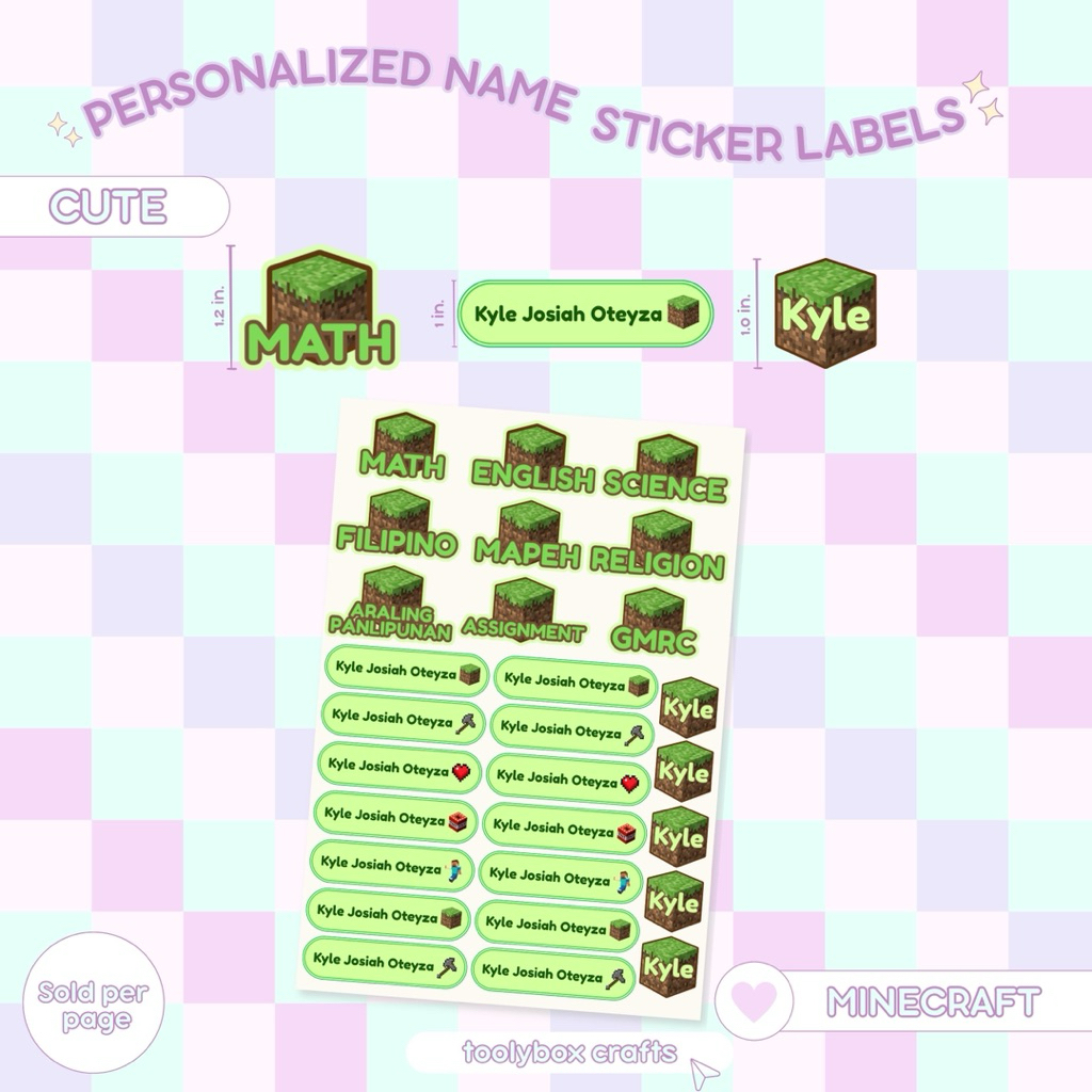 PERSONALIZED NAME STICKER LABEL (CUTE) | Shopee Philippines