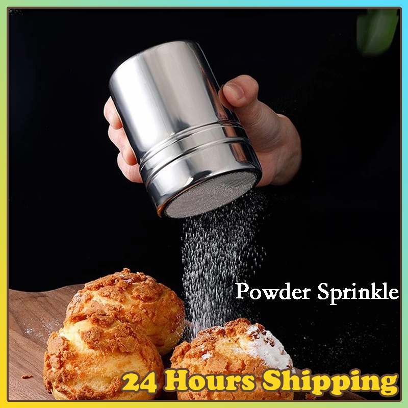 Powder Sugar Shaker with Lid Stainless Steel Powder Shaker Powder ...
