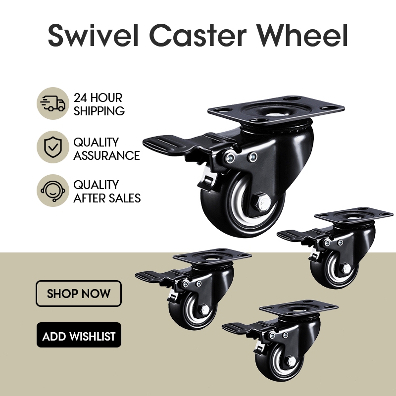 4PCS/SET Heavy Duty PVC Swivel Caster Wheel Trolley Wheels Rotating ...