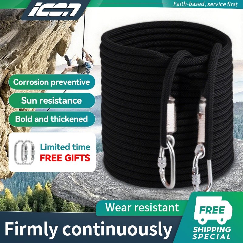 ICON Safety Rope Climbing Full Rescue Universal Rope 10M With 2 Steel ...