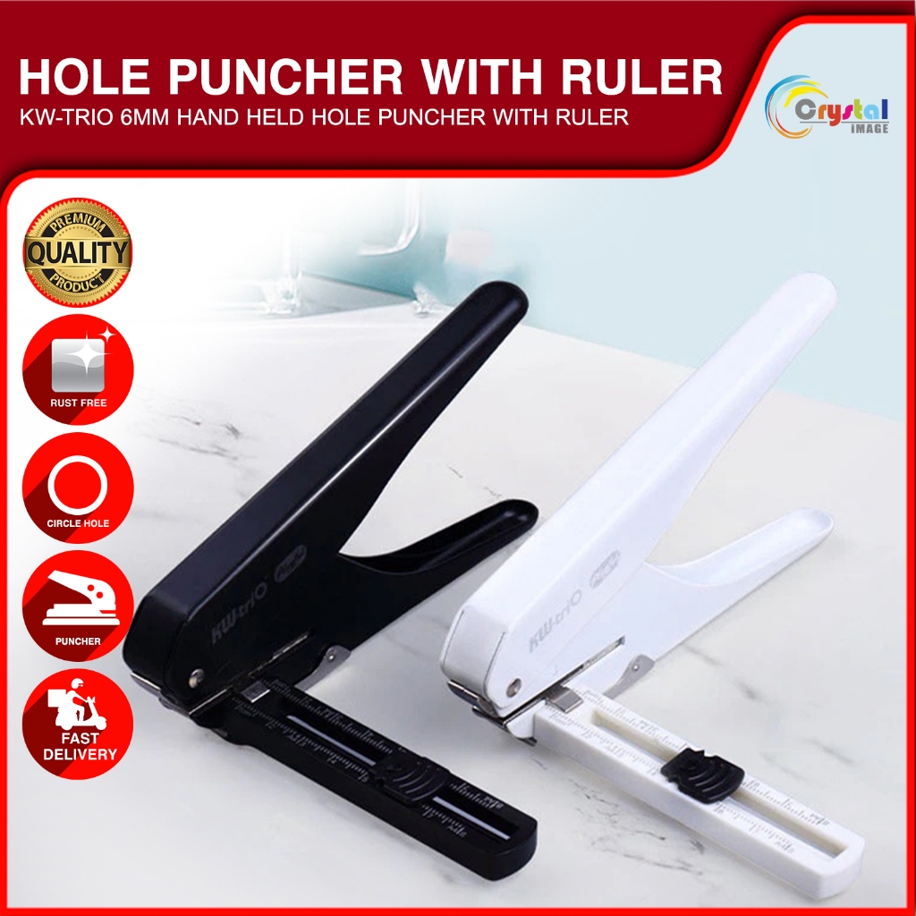 KW-TRIO Hole Puncher 6mm with Ruler Handheld Metal Circle Puncher ...