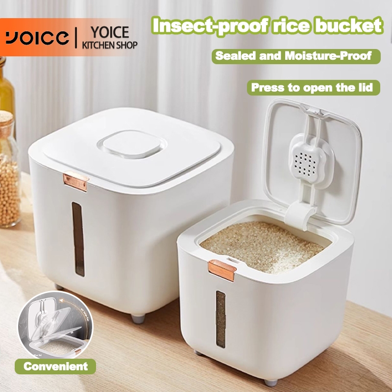 YOICE Rice Dispenser Insect-Proof Automatic Opening Rice Storage 5-10KG ...