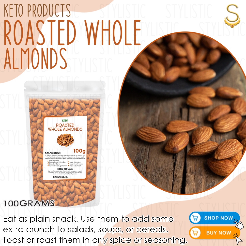 Roasted Whole Almond 100g Weight Loss, Keto Diet, Body Detox, Super