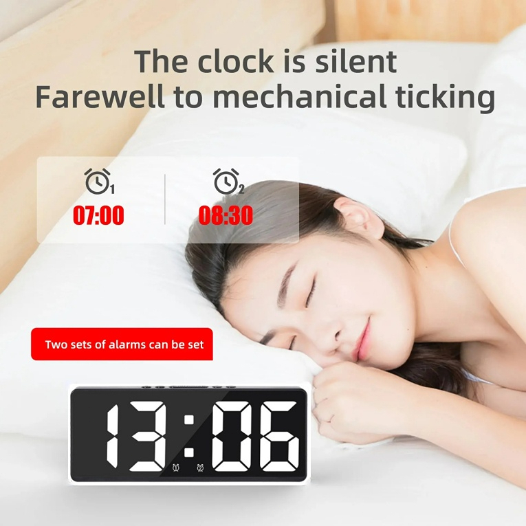 Alarm Clock LED Multifunction Digital Simplism Style Battery Homeliving ...