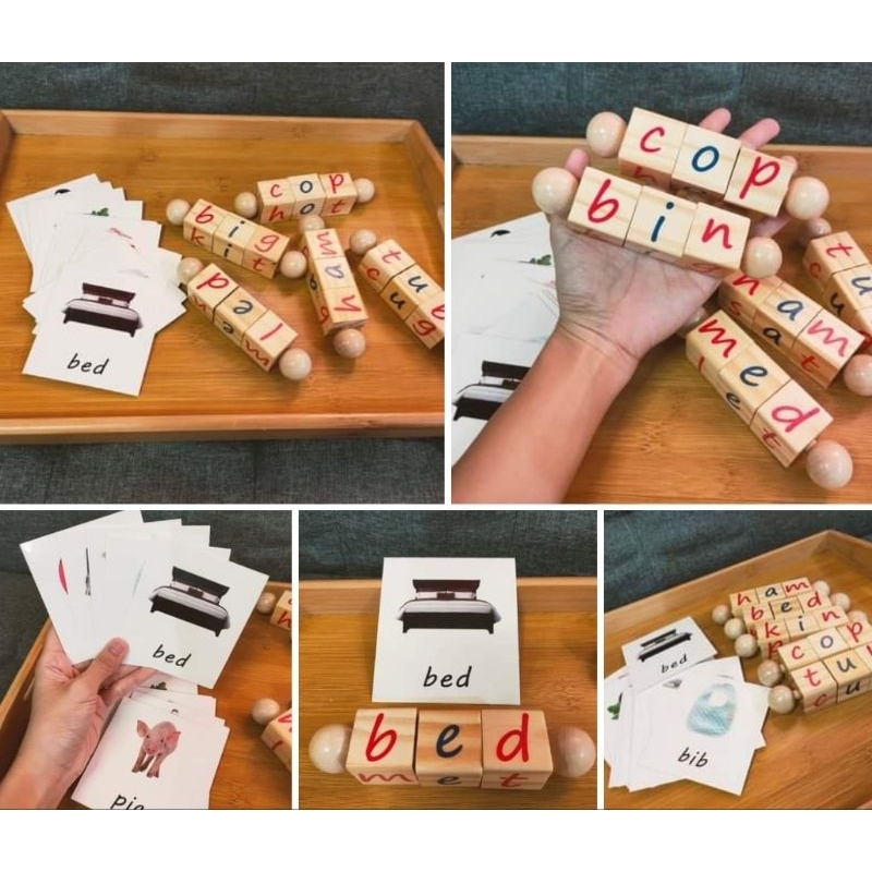 Wooden CVC Spelling Cube Educational Occupational Therapy Montessori ...