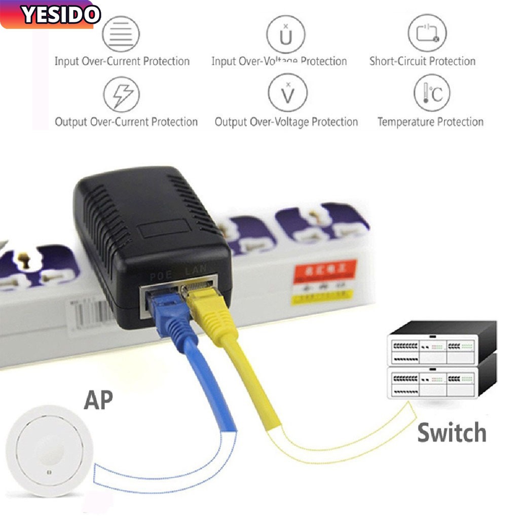 POE Adaptor AC 110V-240V to DC 12V 15V 24V 48V 0.5A 1A POE Injector ...
