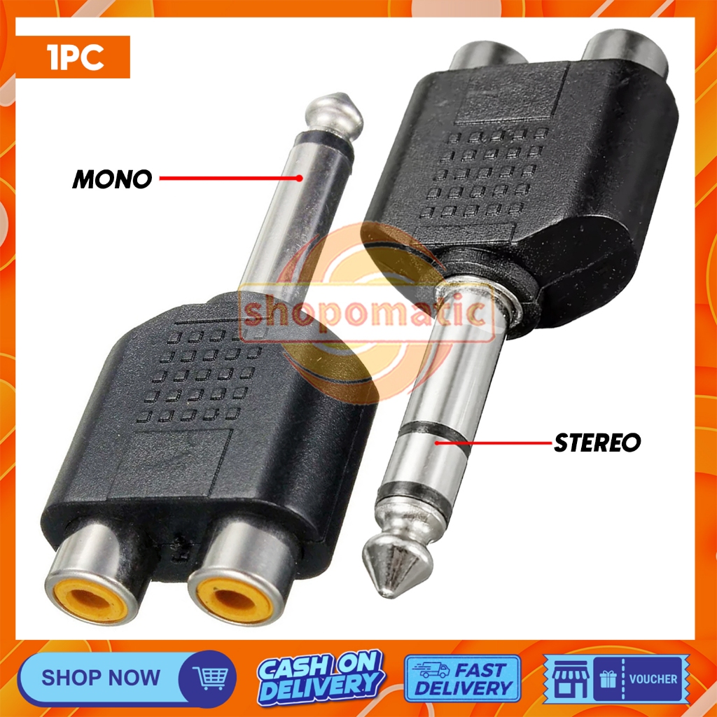 SHOPOMATIC 2 RCA Jack To 6.35mm PL Mono Stereo Rca Plug Connector Dual ...