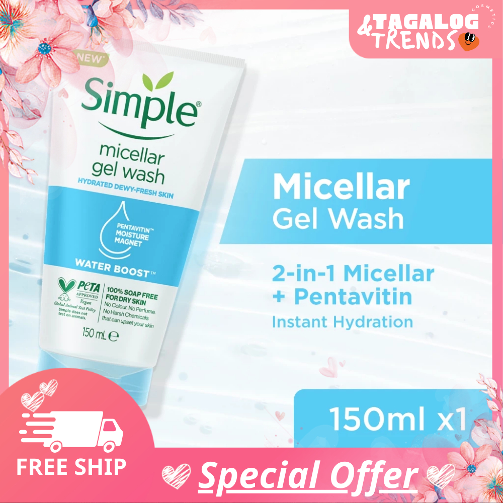 Simple Water Boost Micellar Gel Facial Wash For Hydration Suitable For